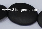 CBS11 15.5 inches 30*40mm oval black stone beads wholesale