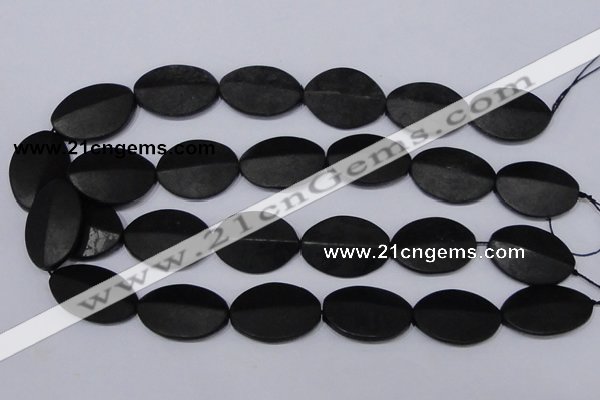 CBS12 15.5 inches 18*25mm oval black stone beads wholesale