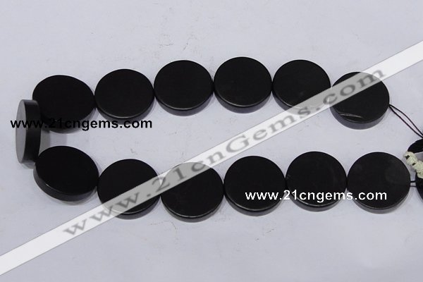 CBS20 15.5 inches 30mm coin black stone beads wholesale