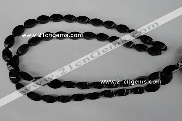 CBS214 15.5 inches 8*16mm twisted rice blackstone beads wholesale