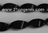 CBS215 15.5 inches 10*20mm twisted rice blackstone beads wholesale