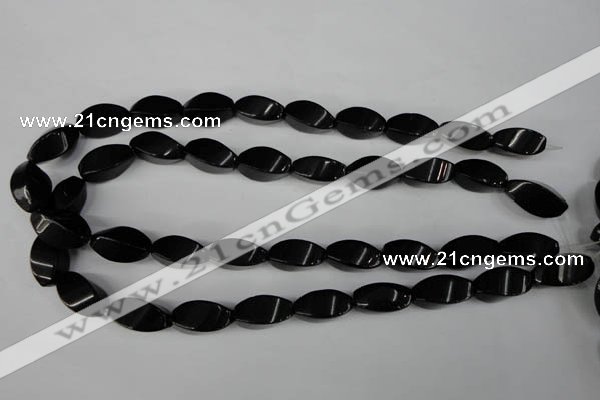 CBS215 15.5 inches 10*20mm twisted rice blackstone beads wholesale