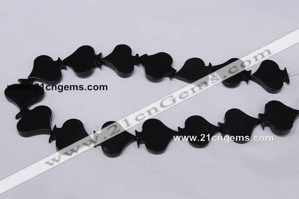 CBS22 15.5 inches 28*28mm heart black stone beads wholesale