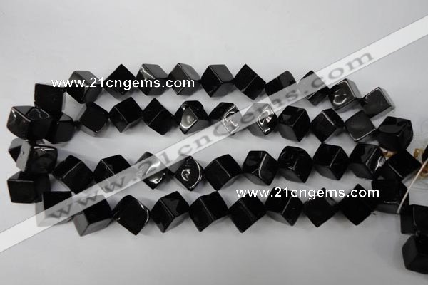 CBS225 15.5 inches 12*12mm cube blackstone beads wholesale