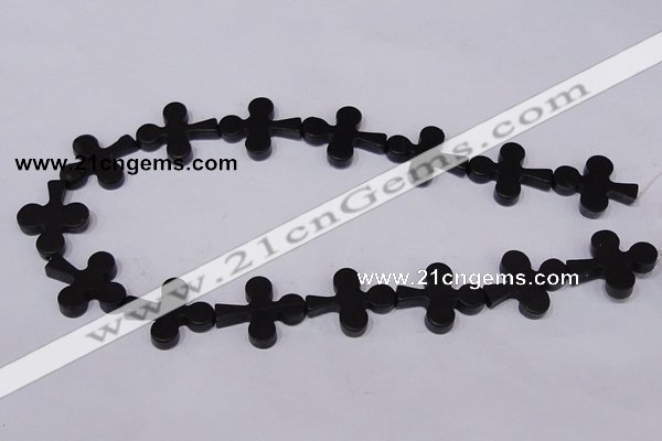 CBS23 15.5 inches 22*26mm cross black stone beads wholesale