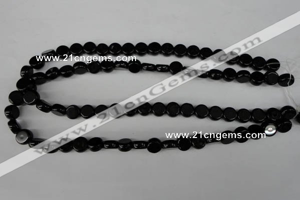 CBS238 15.5 inches 10mm flat round blackstone beads wholesale