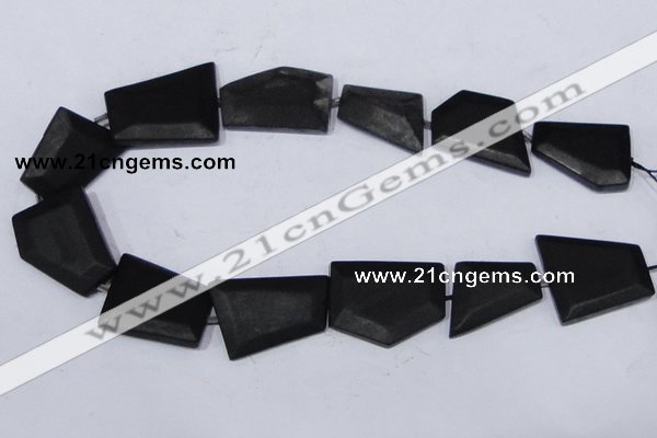 CBS24 15.5 inches 20*30mm freeform black stone beads wholesale