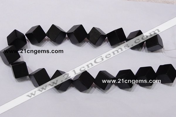 CBS25 15.5 inches 15*15mm cube black stone beads wholesale