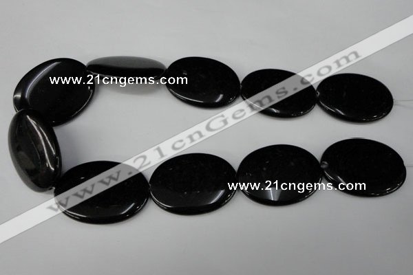 CBS256 15.5 inches 30*40mm oval blackstone beads wholesale