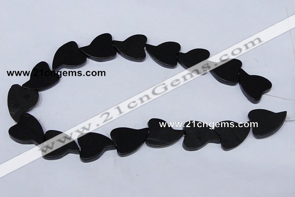 CBS26 15.5 inches 20*26mm heart black stone beads wholesale