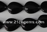 CBS265 15.5 inches 13*18mm flat teardrop blackstone beads wholesale