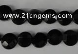 CBS292 15.5 inches 10mm faceted coin blackstone beads wholesale