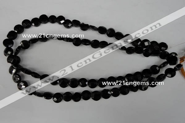 CBS292 15.5 inches 10mm faceted coin blackstone beads wholesale