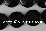 CBS297 15.5 inches 20mm faceted coin blackstone beads wholesale