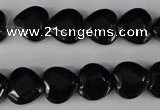 CBS303 15.5 inches 12*12mm faceted heart blackstone beads wholesale