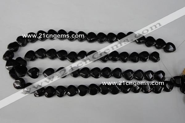 CBS303 15.5 inches 12*12mm faceted heart blackstone beads wholesale