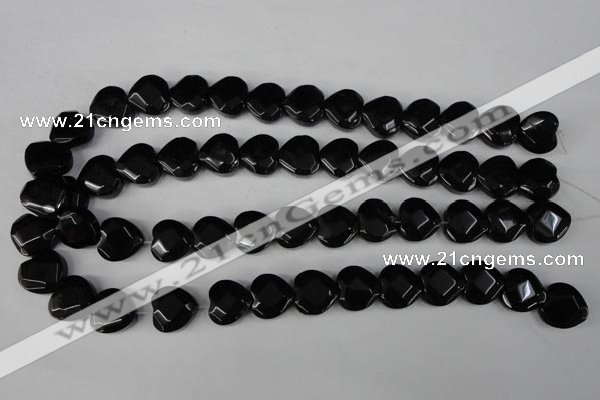 CBS305 15.5 inches 15*15mm faceted heart blackstone beads wholesale