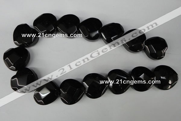 CBS308 15.5 inches 26*26mm faceted heart blackstone beads wholesale