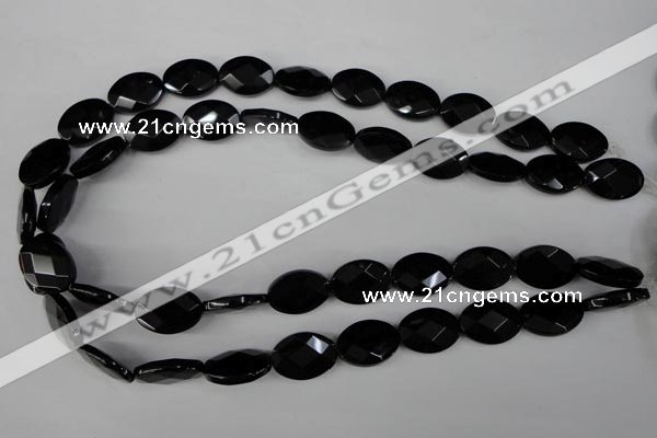 CBS312 15.5 inches 13*18mm faceted oval blackstone beads wholesale