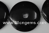 CBS340 15.5 inches 40mm donut blackstone beads wholesale