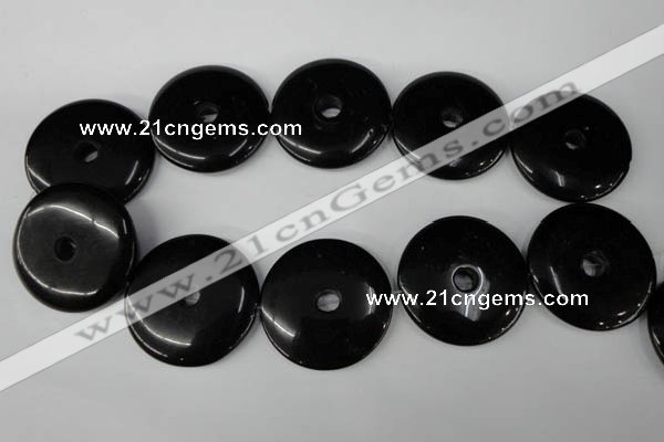 CBS340 15.5 inches 40mm donut blackstone beads wholesale