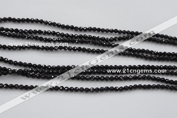 CBS503 15.5 inches 4mm faceted round A grade black spinel beads
