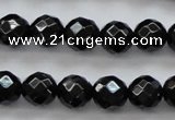 CBS504 15.5 inches 7mm faceted round A grade black spinel beads