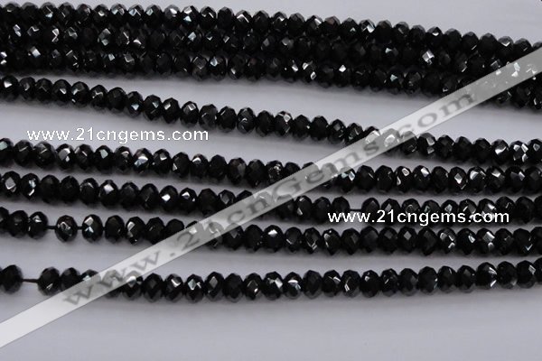 CBS514 15.5 inches 4*6mm faceted rondelle AA grade black spinel beads