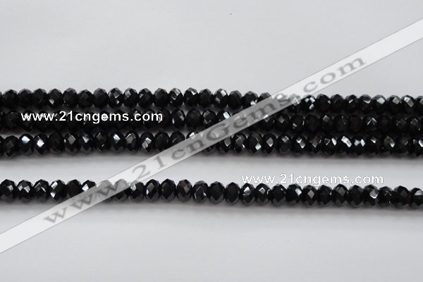 CBS515 15.5 inches 5*7mm faceted rondelle AA grade black spinel beads