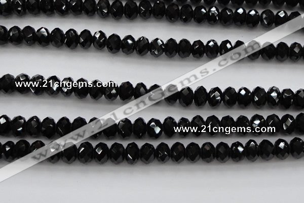 CBS516 15.5 inches 6*8mm faceted rondelle AA grade black spinel beads