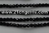 CBS520 15.5 inches 2mm faceted round A grade black spinel beads