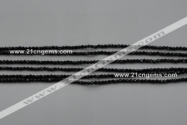 CBS520 15.5 inches 2mm faceted round A grade black spinel beads