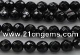 CBS522 15.5 inches 6mm faceted round A grade black spinel beads