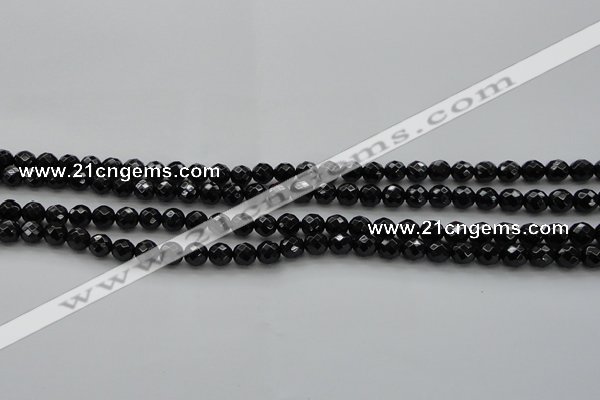 CBS522 15.5 inches 6mm faceted round A grade black spinel beads