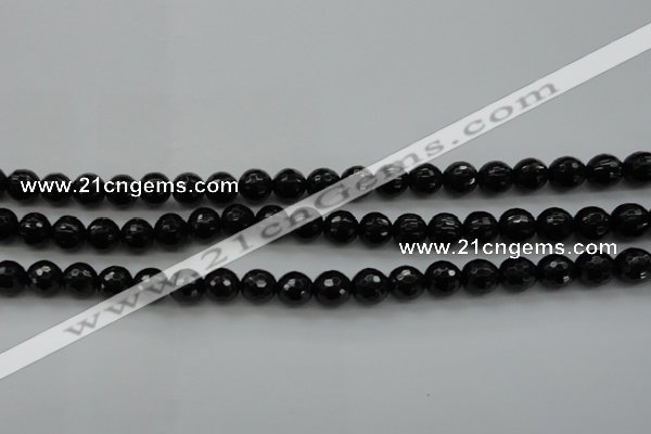 CBS523 15.5 inches 8mm faceted round A grade black spinel beads