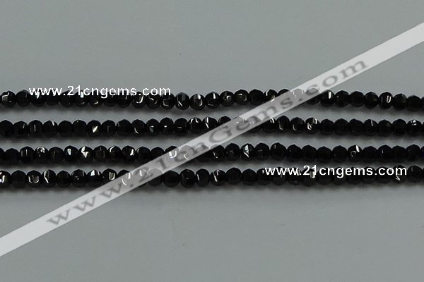 CBS528 15.5 inches 2.5*4mm lantern-shaped natural black spinel beads