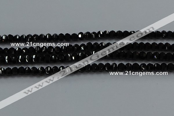 CBS529 15.5 inches 3*5mm lantern-shaped natural black spinel beads