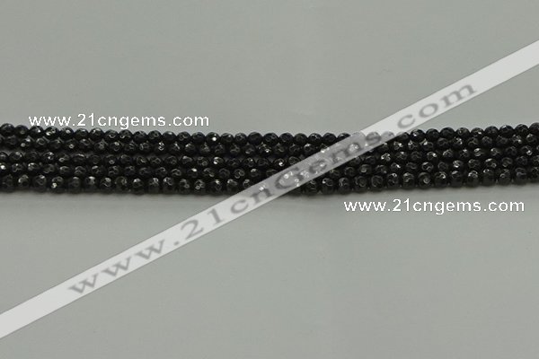 CBS534 15.5 inches 3mm faceted round black spinel beads