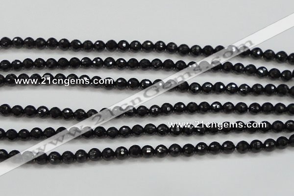 CBS556 15.5 inches 6mm faceted round AA grade black spinel beads