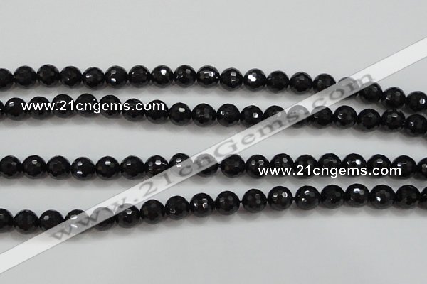 CBS557 15.5 inches 8mm faceted round AA grade black spinel beads