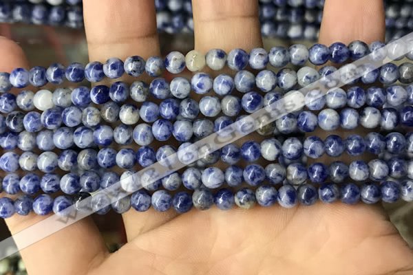 CBS600 15.5 inches 4mm round blue spot stone beads wholesale