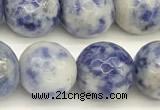 CBS614 15 inches 12mm faceted round blue spot stone beads