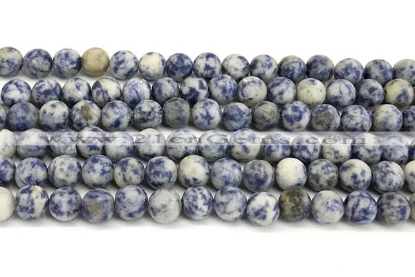 CBS618 15 inches 8mm round matte blue spot stone beads