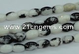 CBW117 15.5 inches 6*8mm rice black & white jasper beads