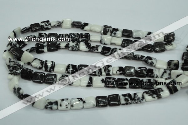 CBW133 15.5 inches 12*12mm square black & white jasper beads