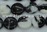 CBW144 15.5 inches 15mm flat round black & white jasper beads