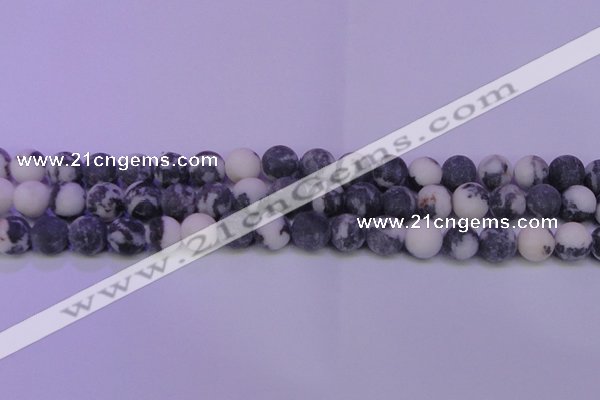 CBW154 15.5 inches 12mm round matte black & white jasper beads