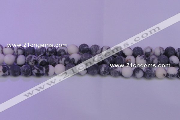 CBW155 15.5 inches 14mm round matte black & white jasper beads