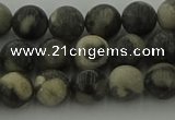 CBW162 15.5 inches 8mm round matte black fossil jasper beads