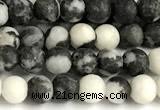 CBW190 15 inches 4mm round matte black & white jasper beads